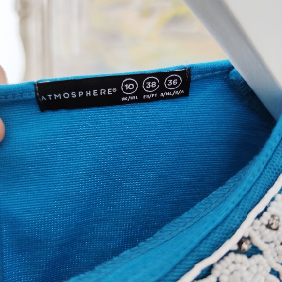 ATMOSPHERE blue beaded collar mini dress - Picture 4 of 5